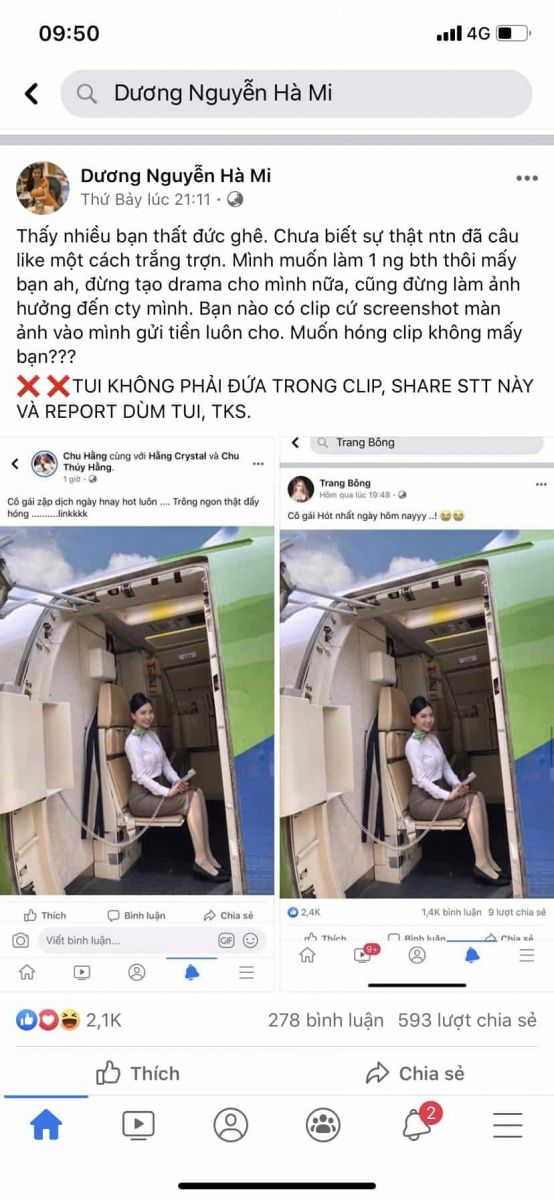 Lộ link em tiếp viên hàng không Bamboo Airways Dương Nguyễn Hà My 32 facebook tiep vien hang khong bamboo airway bi nghi lo clip nong