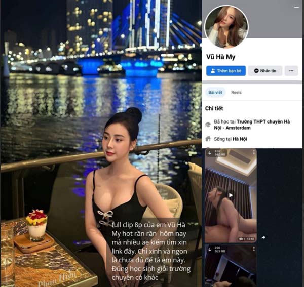 Vũ Hà My lộ Clip giường chiếu: Clip 8 phút Full HD cực “nứng” cho anh em 3 Facebook cá nhân của chủ nhân clip 8 phút Vũ Hà My